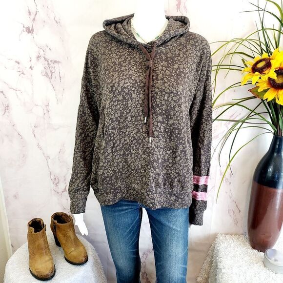 Sundry floral print stripe soft hoodie - Picture 5 of 8